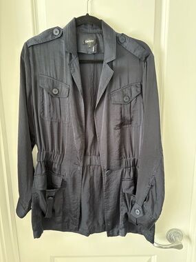 DKNY Navy Blue Trench Coat – Size XS